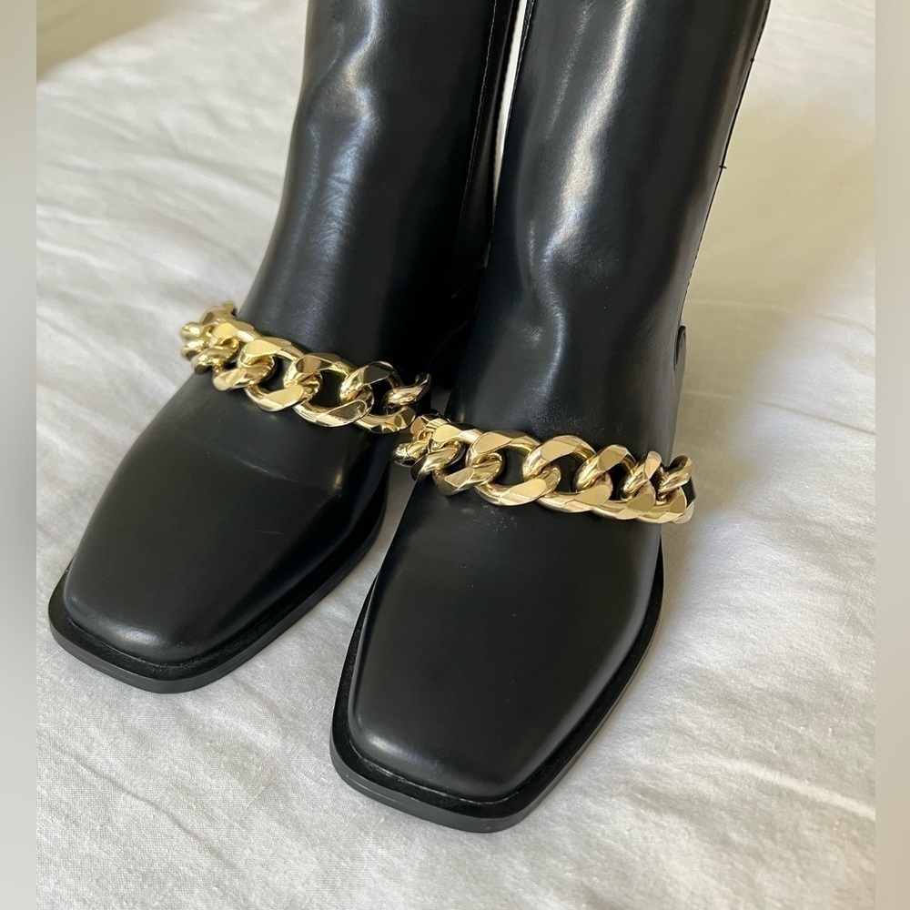 Zara Gold Chain Black Boots - Picture 2 of 5